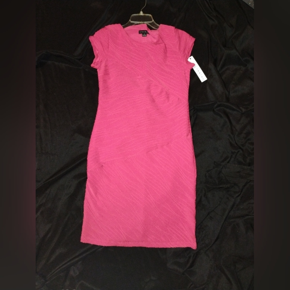 Tribal Pink Sheath Mini Dress with Cap Sleeves